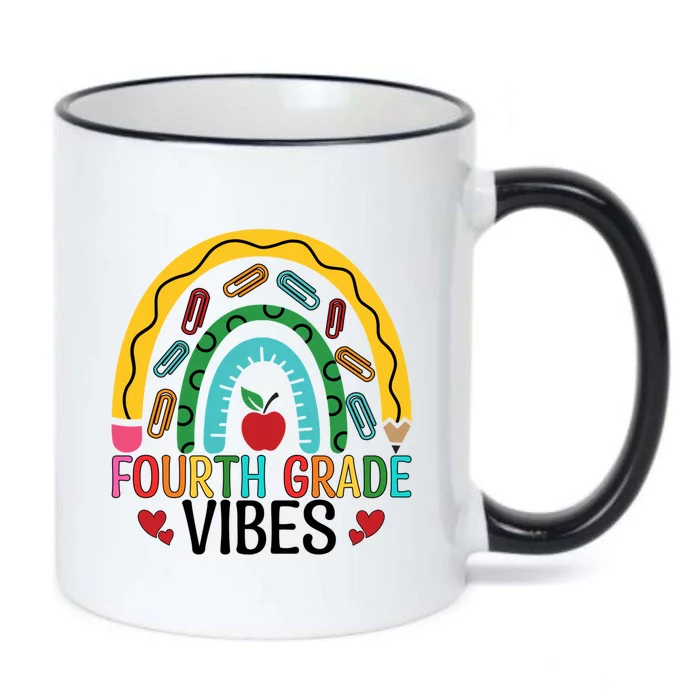 First Day Of 4Th Grade Team Fourth Grade Vibes Rainbow Gift Black Color Changing Mug