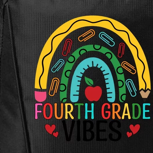 First Day Of 4Th Grade Team Fourth Grade Vibes Rainbow Gift City Backpack