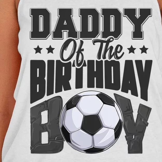 Funny Daddy Of The Birthday Boy Soccer Player Bday Celebration Women's Knotted Racerback Tank