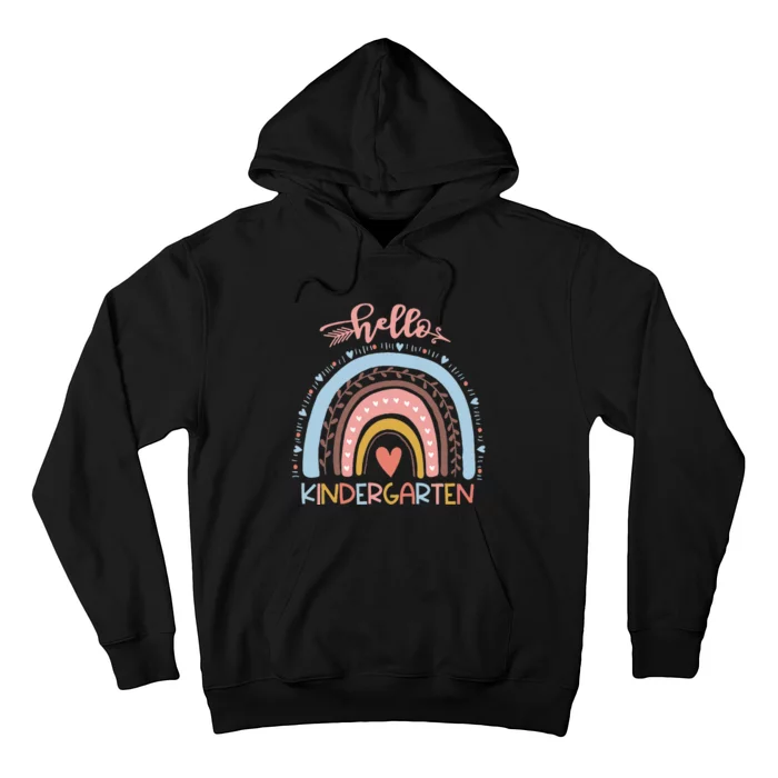 First Day Of School Hello Kindergarten Teacher Rainbow Kids Hoodie