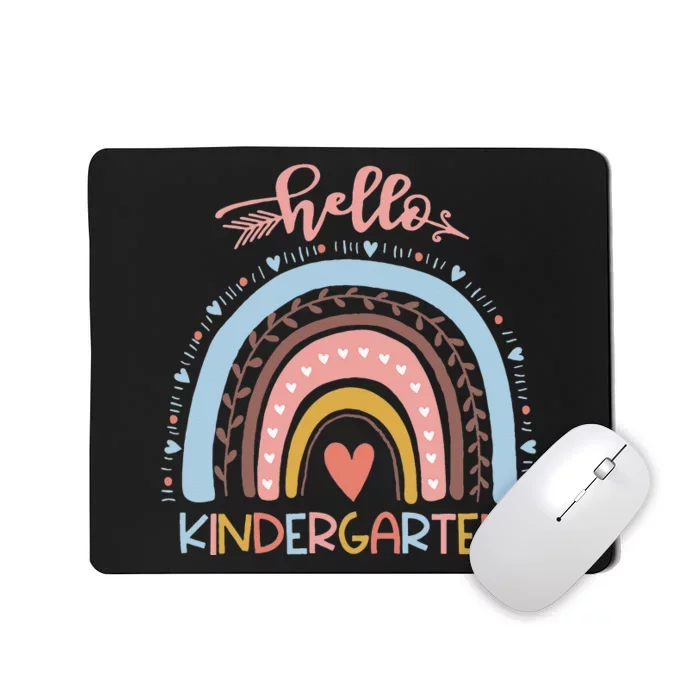 First Day Of School Hello Kindergarten Teacher Rainbow Kids Mousepad