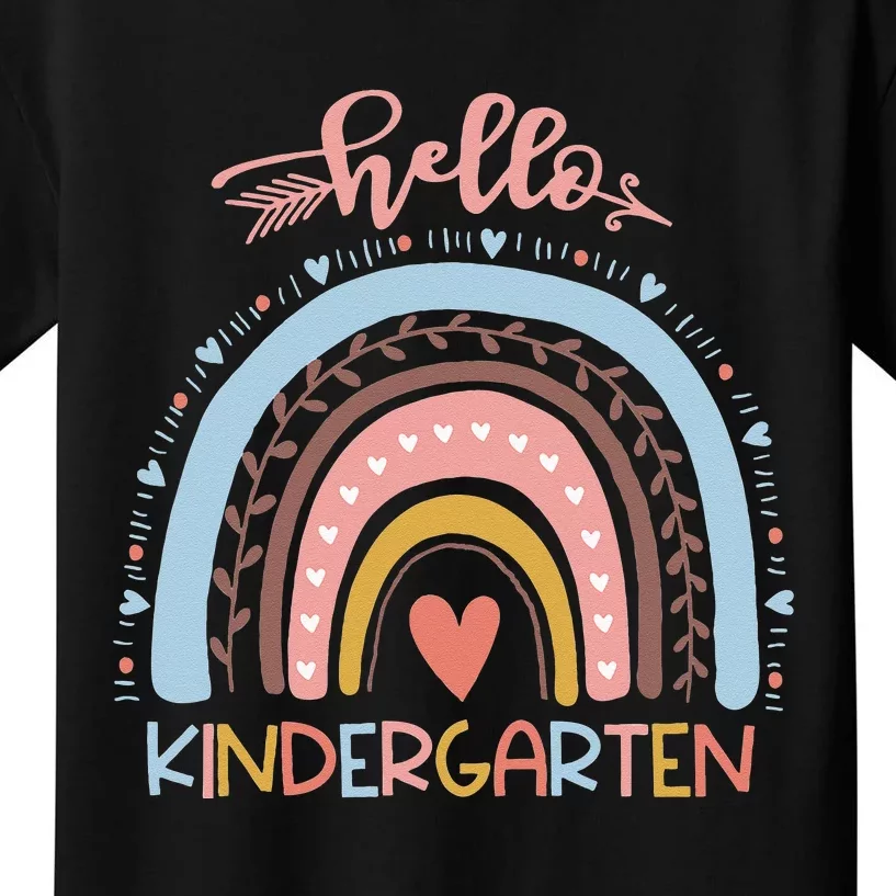 First Day Of School Hello Kindergarten Teacher Rainbow Kids Kids T-Shirt