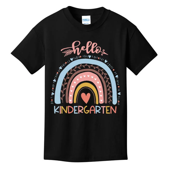 First Day Of School Hello Kindergarten Teacher Rainbow Kids Kids T-Shirt