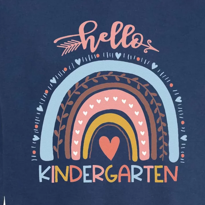 First Day Of School Hello Kindergarten Teacher Rainbow Kids Garment-Dyed Sweatshirt