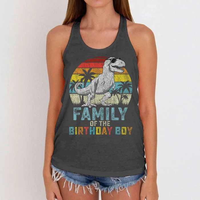 Family Dinosaur Of The Birthday Matching Family Women's Knotted Racerback Tank