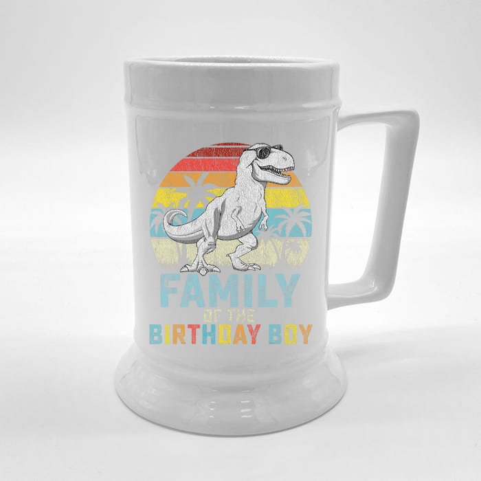 Family Dinosaur Of The Birthday Matching Family Front & Back Beer Stein