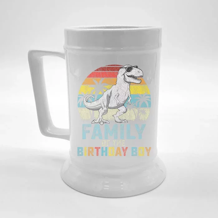 Family Dinosaur Of The Birthday Matching Family Front & Back Beer Stein