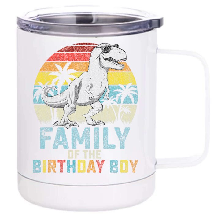 Family Dinosaur Of The Birthday Matching Family Front & Back 12oz Stainless Steel Tumbler Cup