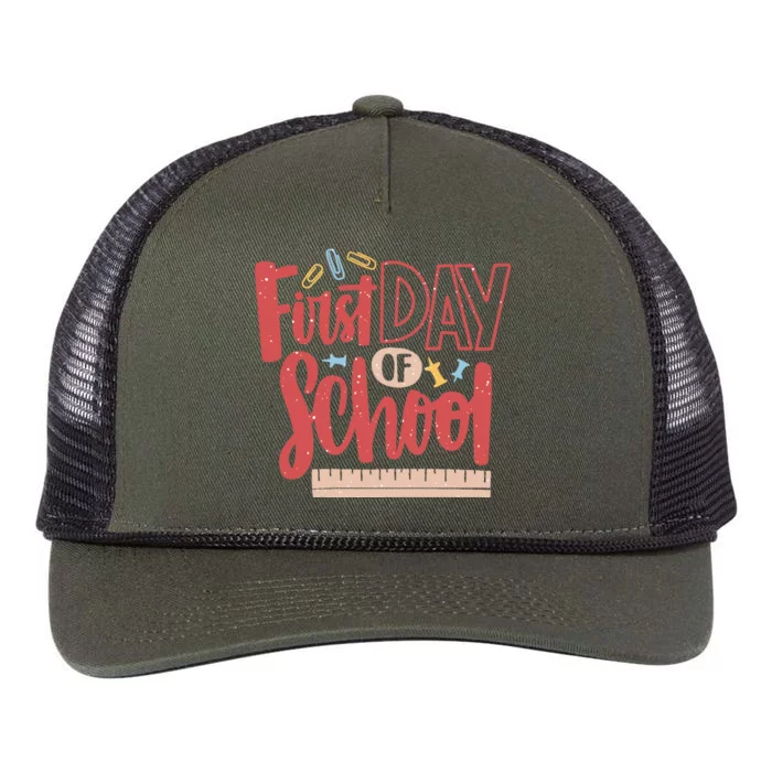 First Day Of School Cute Education Retro Rope Trucker Hat Cap