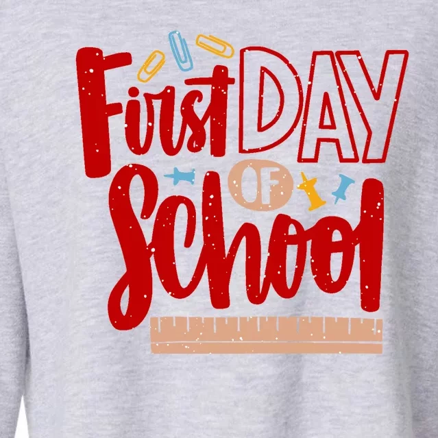 First Day Of School Cute Education Cropped Pullover Crew