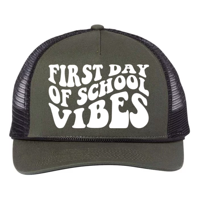 First Day Of School Vibes Retro Retro Rope Trucker Hat Cap