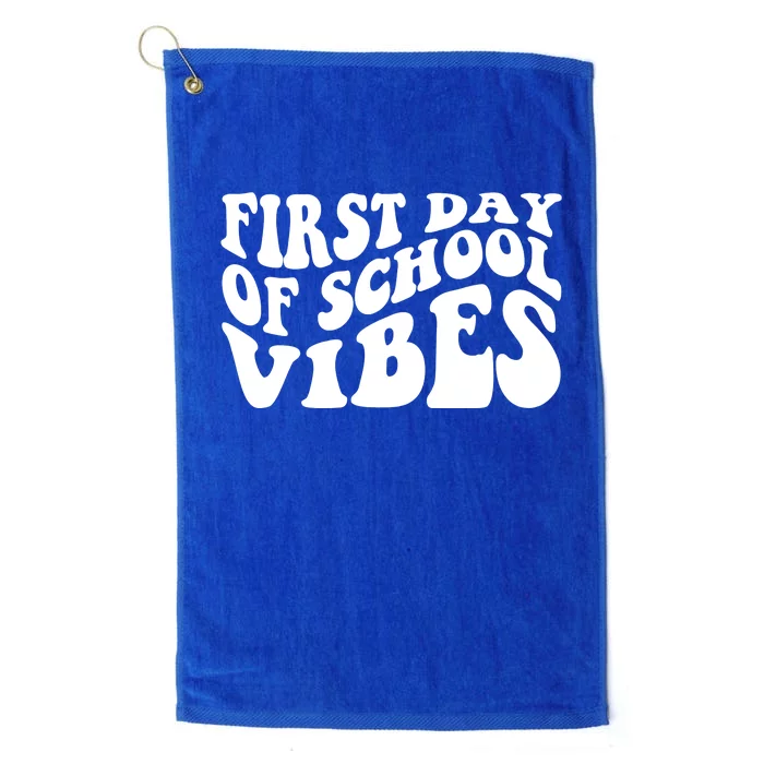 First Day Of School Vibes Retro Platinum Collection Golf Towel