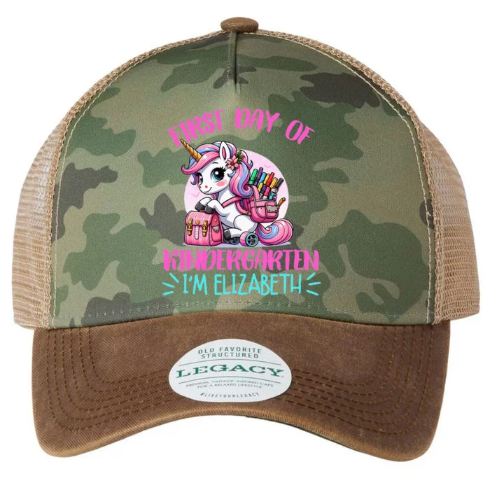 First Day Of Kindergarten IM Elizabeth Legacy Tie Dye Trucker Hat