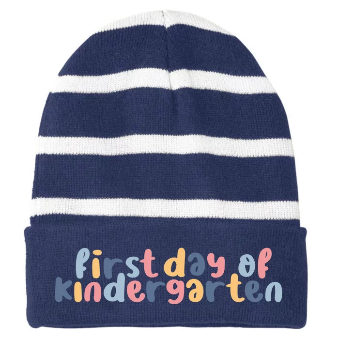 First Day Of Kindergarten Colorful Cute Striped Beanie with Solid Band