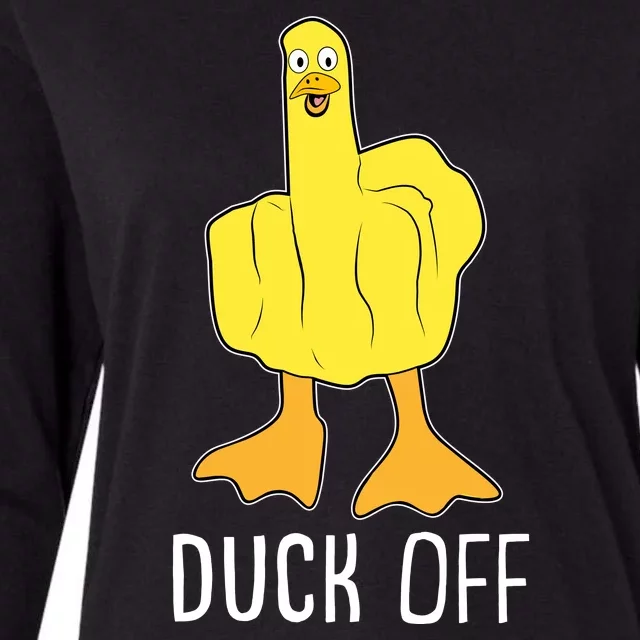 Funny Duck Off Middle Finger Womens Cotton Relaxed Long Sleeve T-Shirt