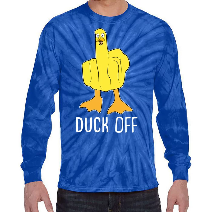 Funny Duck Off Middle Finger Tie-Dye Long Sleeve Shirt