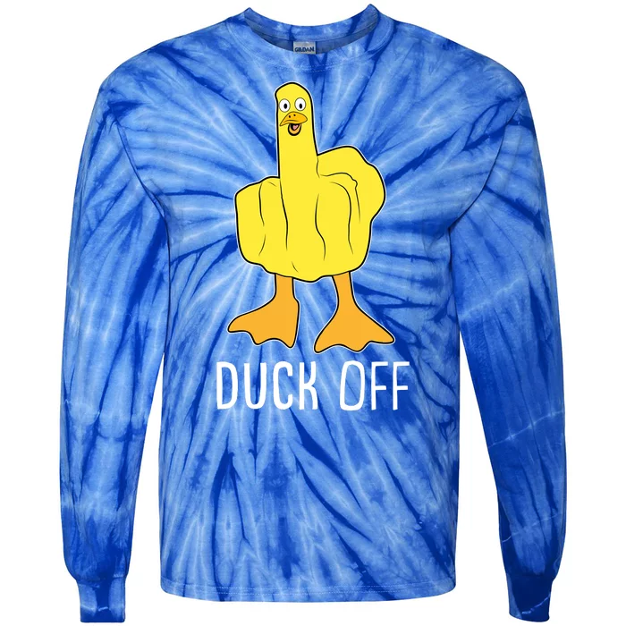 Funny Duck Off Middle Finger Tie-Dye Long Sleeve Shirt