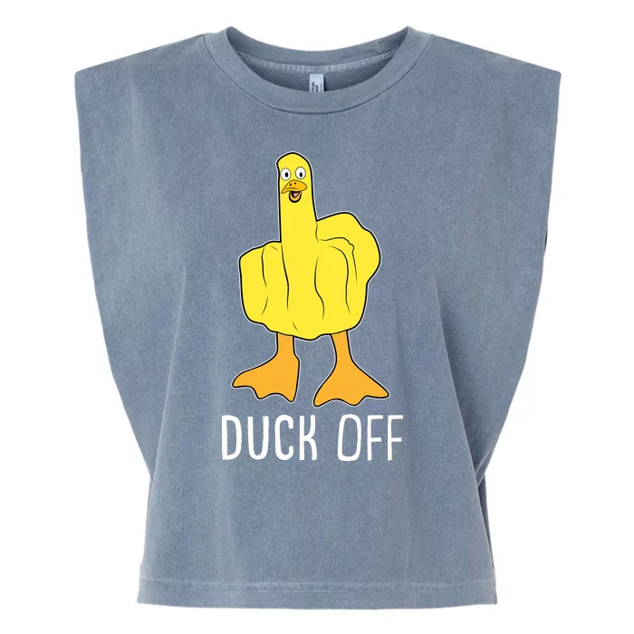 Funny Duck Off Middle Finger Garment-Dyed Women's Muscle Tee