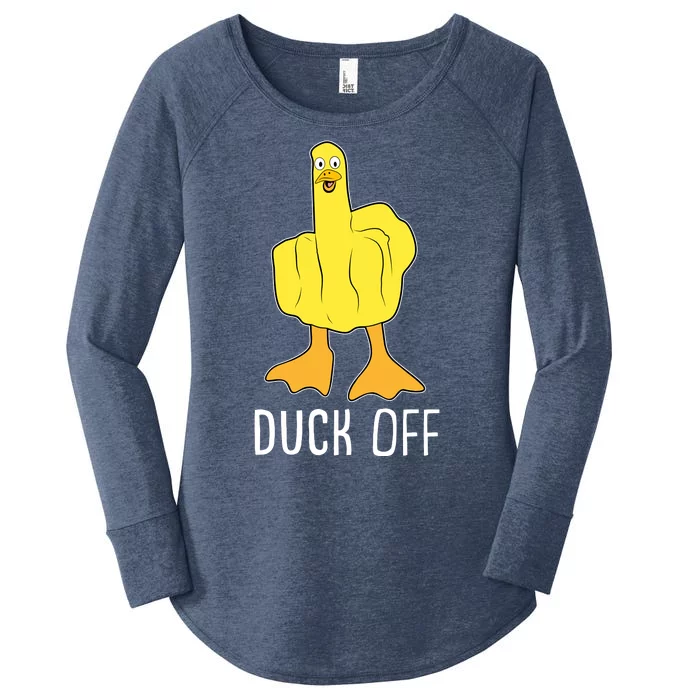 Funny Duck Off Middle Finger Women's Perfect Tri Tunic Long Sleeve Shirt