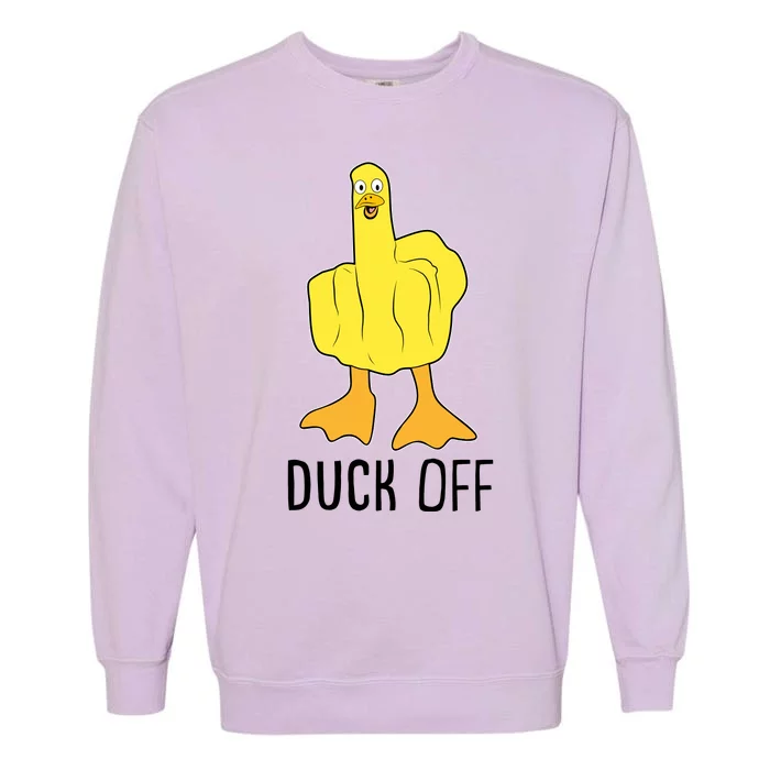 Funny Duck Off Middle Finger Garment-Dyed Sweatshirt