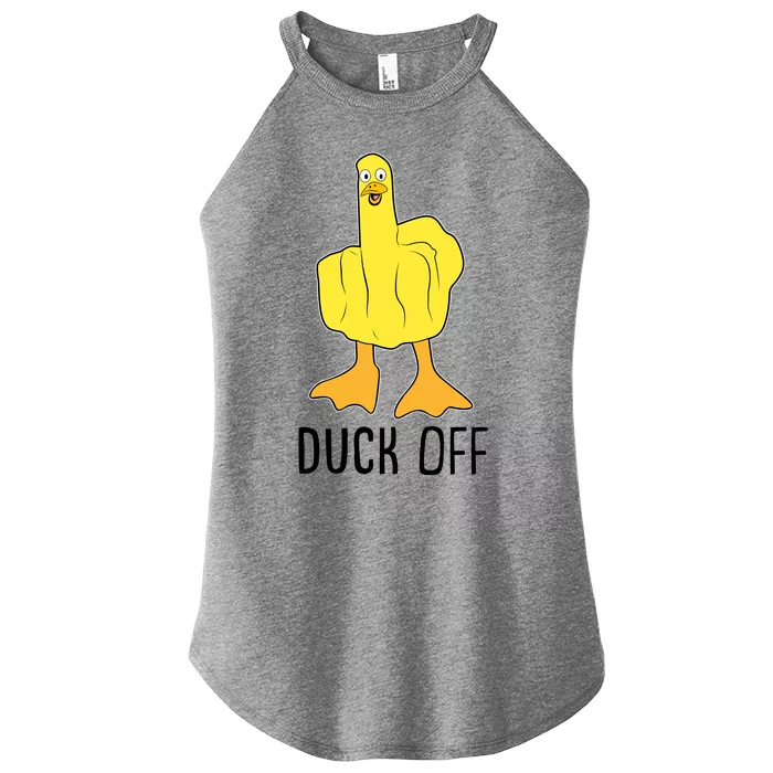 Funny Duck Off Middle Finger Women’s Perfect Tri Rocker Tank