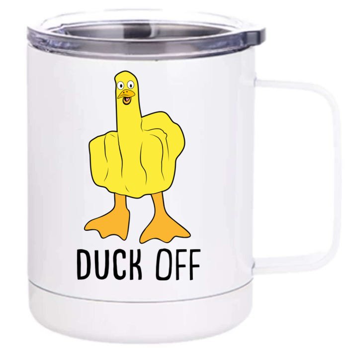 Funny Duck Off Middle Finger Front & Back 12oz Stainless Steel Tumbler Cup