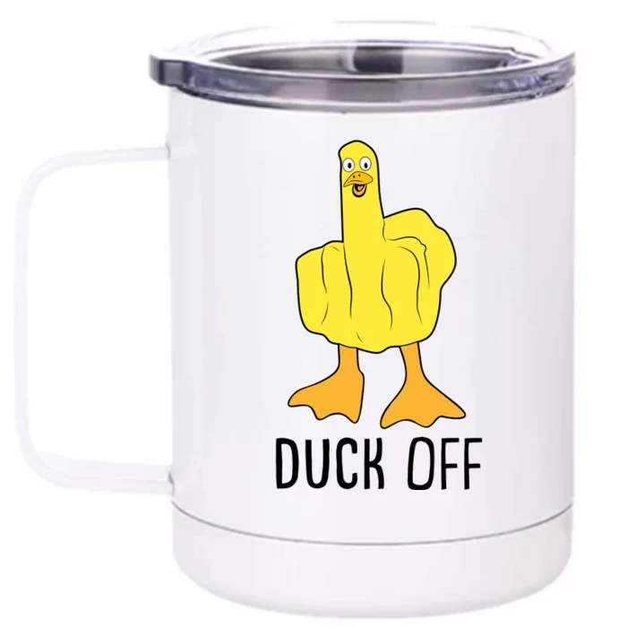 Funny Duck Off Middle Finger Front & Back 12oz Stainless Steel Tumbler Cup