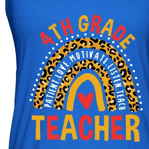 First Day Of School Leopard 4Th Grade Teacher Meaningful Gift Ladies Essential Flowy Tank