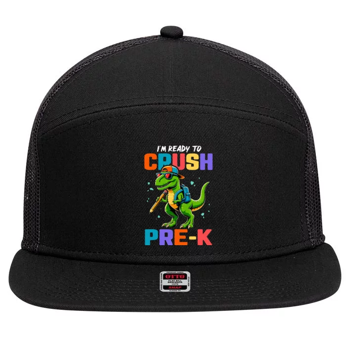 First Day Of Prek Dinosaur 7 Panel Mesh Trucker Snapback Hat