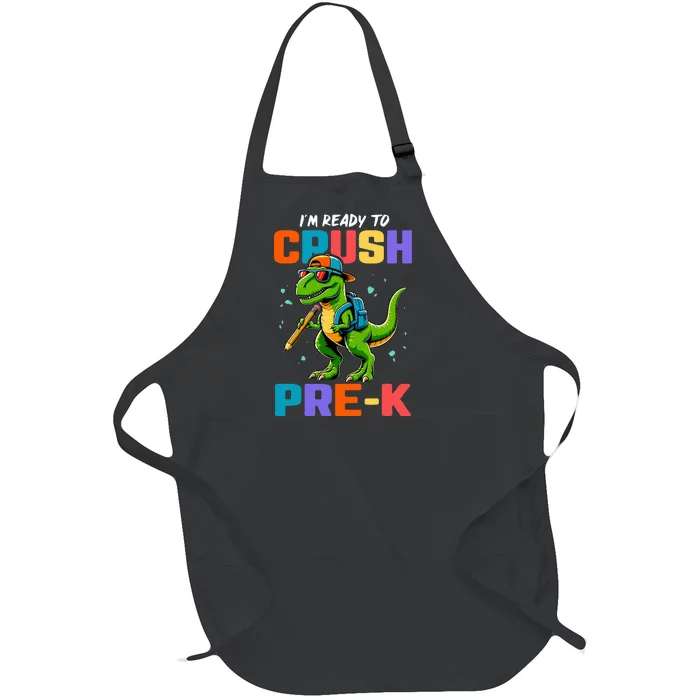 First Day Of Prek Dinosaur Full-Length Apron With Pocket