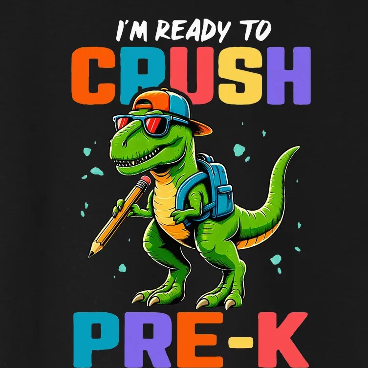 First Day Of Prek Dinosaur Women's Crop Top Tee