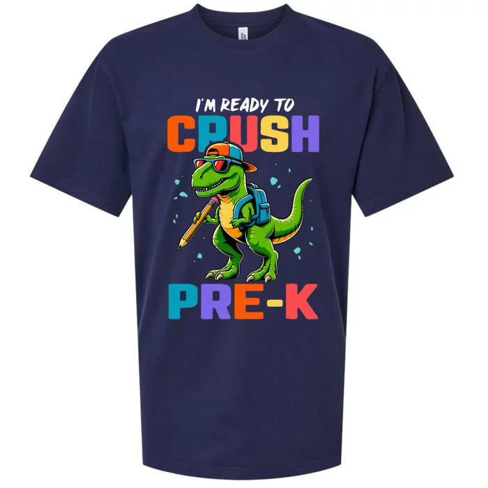 First Day Of Prek Dinosaur Sueded Cloud Jersey T-Shirt