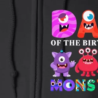 funny Dad of the Birthday Monster Party Family Full Zip Hoodie