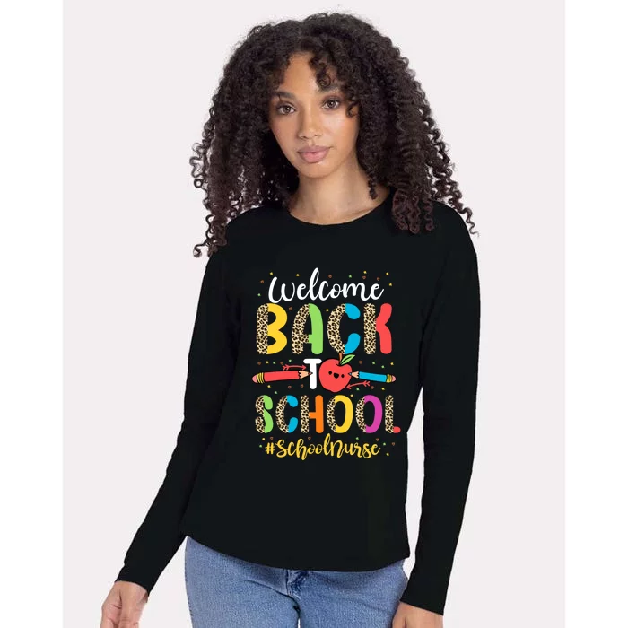 First Day Of School Leopard Welcome Back To School Nurse Funny Gift Womens Cotton Relaxed Long Sleeve T-Shirt