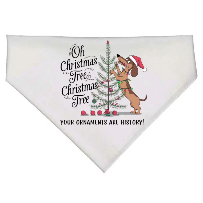 Funny Dachshund Oh Christmas Tree Your Ornaments Are History USA-Made Doggie Bandana