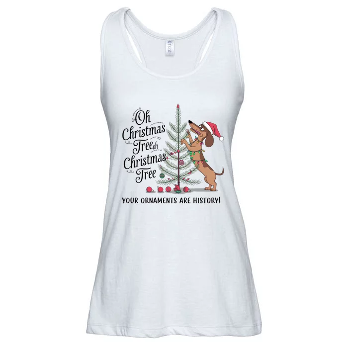 Funny Dachshund Oh Christmas Tree Your Ornaments Are History Ladies Essential Flowy Tank