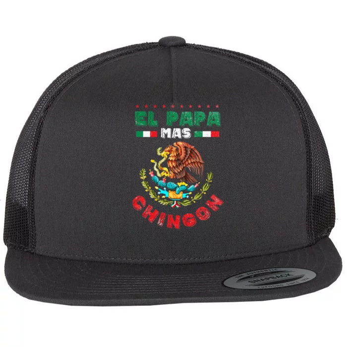 Fathers Day Or Dia Del Padre Or El Papa Mas Chingon Flat Bill Trucker Hat