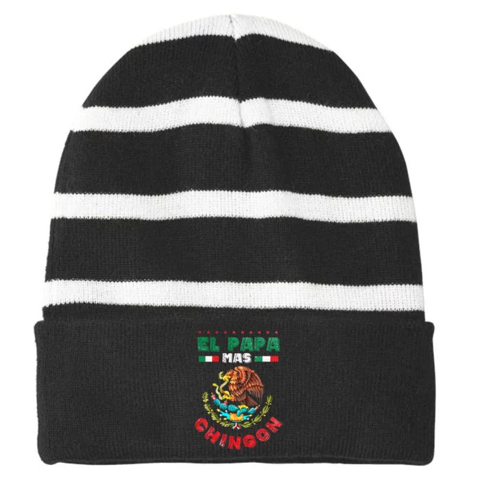 Fathers Day Or Dia Del Padre Or El Papa Mas Chingon Striped Beanie with Solid Band