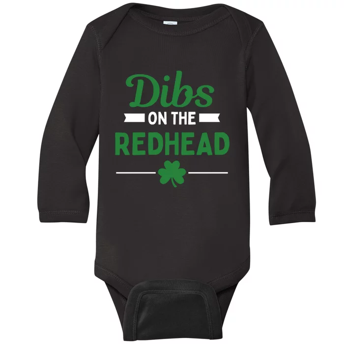 Funny Dibs On The Redhead For St Patricks Day Party Baby Long Sleeve Bodysuit