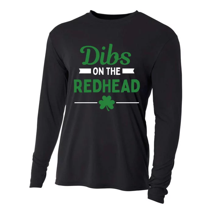 Funny Dibs On The Redhead For St Patricks Day Party Cooling Performance Long Sleeve Crew