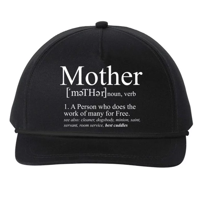 Funny Definition Of Mother Celebrate Mothers Day Snapback Five-Panel Rope Hat