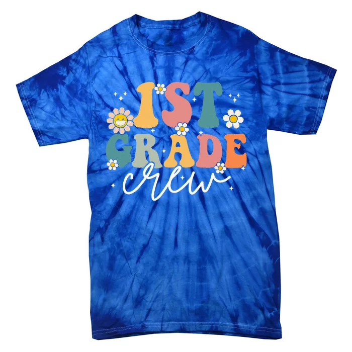 First Day Of 1st Grade Crew Groovy Back To School Teacher Tie-Dye T-Shirt