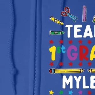 First Day Of School Team 1st Grade Cool Gift Myles Name Group Gift Full Zip Hoodie