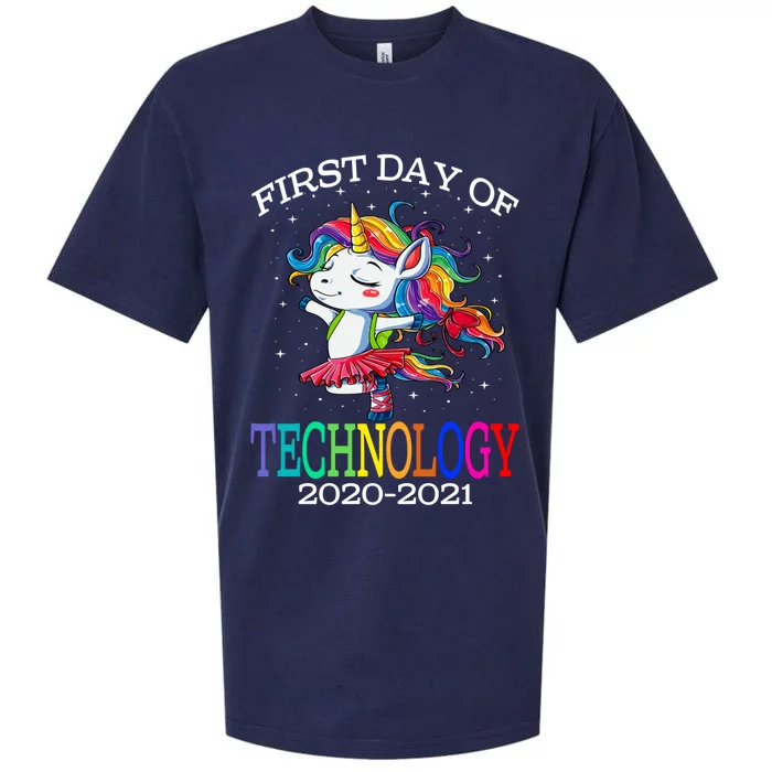 First Day Of Technology Unicorn Gift Sueded Cloud Jersey T-Shirt