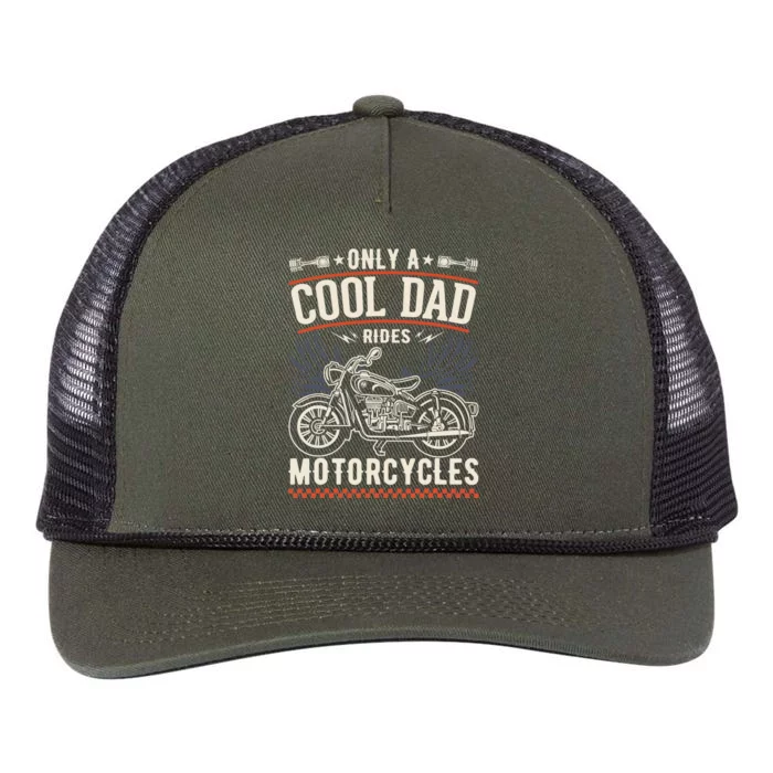 Father's Day Only A Cool Dad Rides Motorcycles Biker Father Retro Rope Trucker Hat Cap