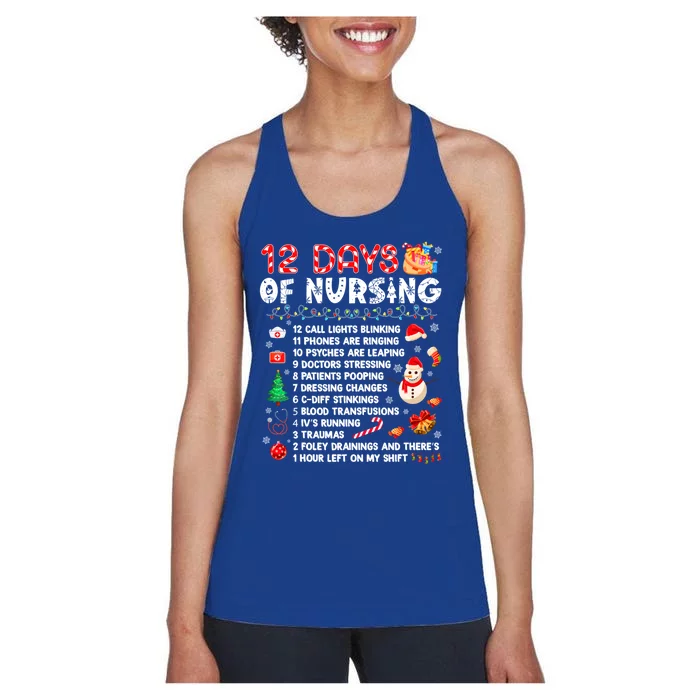 Funny Days Of Nursing Xmas Nurse Christmas Scrub Tops Gift Women's Racerback Tank