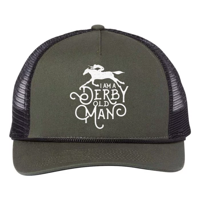 Funny Derby Old Man Kentucky Horse Racing Retro Rope Trucker Hat Cap