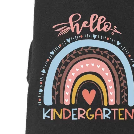 First Day Of School Hello Kindergarten Teacher Rainbow Kids Doggie 3-End Fleece Hoodie