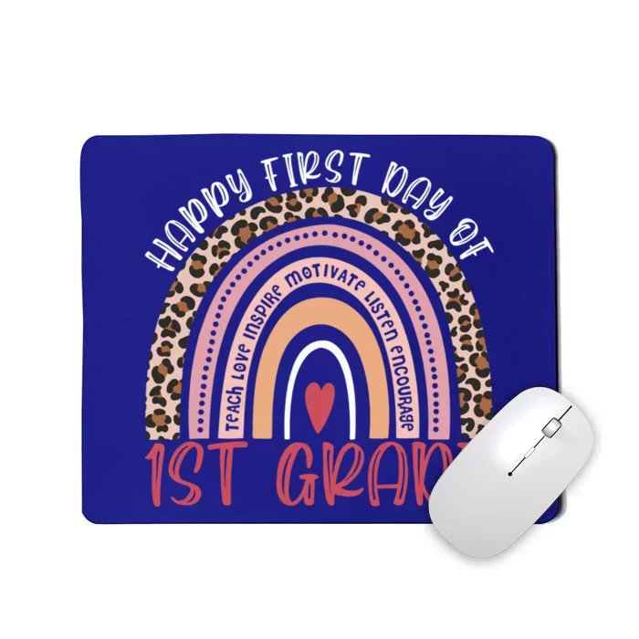 First Day Of 1St Grade Leopard Rainbow First Grade Teacher Gift Mousepad