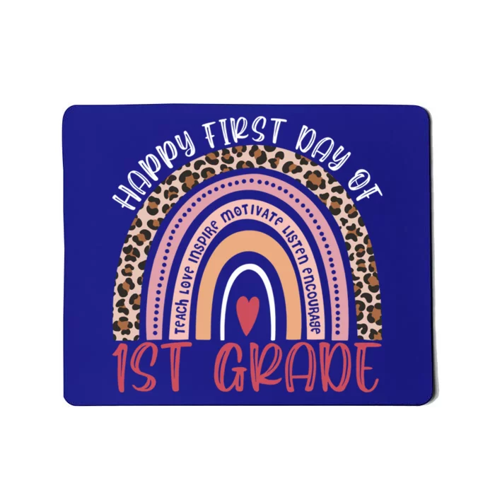 First Day Of 1St Grade Leopard Rainbow First Grade Teacher Gift Mousepad